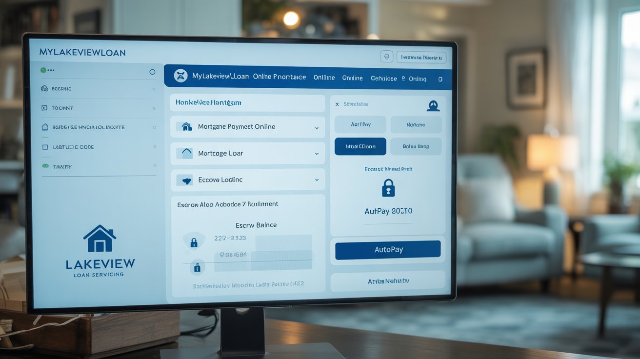mylakeviewloan portal dashboard showing secure mortgage payment online, lakeview mortgage login, and escrow account management features on desktop screen